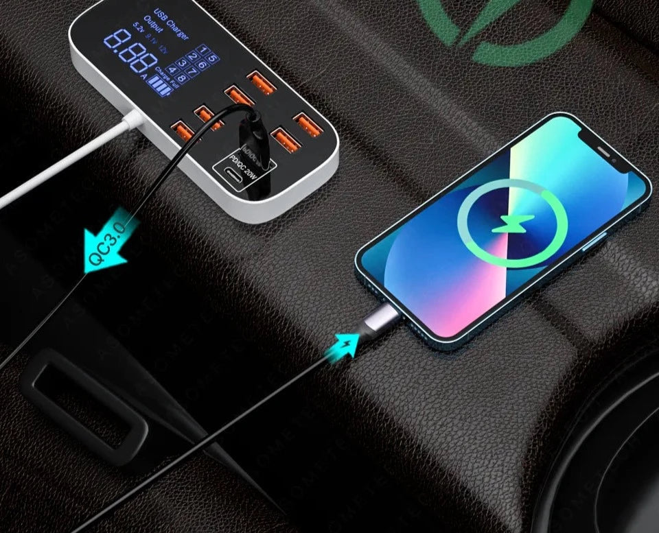 Caricabatterie per Auto con 8 Porte USB